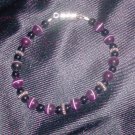 Purple and Black Beads with Pewter Spacers Bracelet