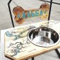 Unique dog bowl feeder with resin lightning effect; Handmade bowl stand Size L