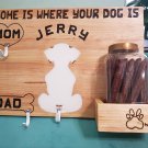 Dog Siluette Leash Holder, Leash Holder Entryway Organizer with Key Hooks Size L