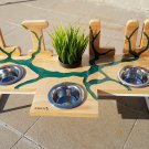 Handmade personalized modern bowl stand for pets, Unique dog feeder Size S