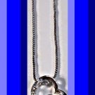 18KRP Heart Design Necklace With Blue & Clear Crystals