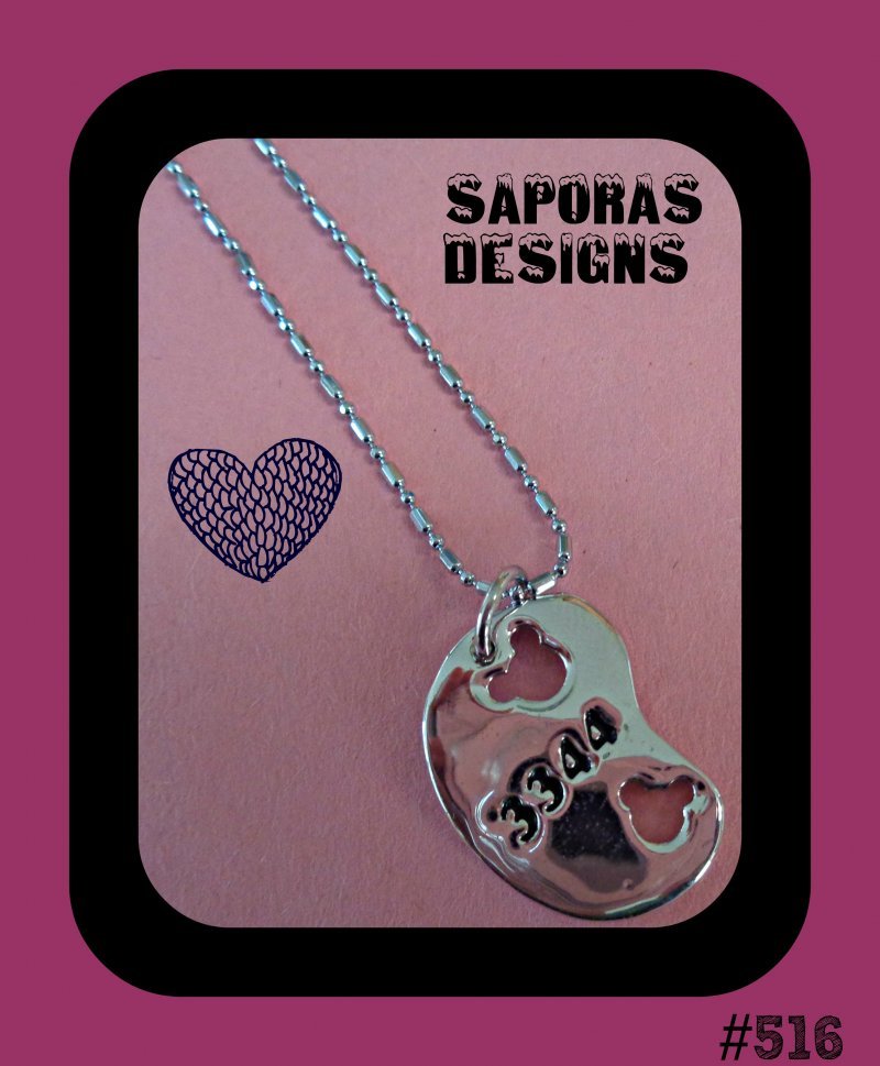 18KRP Mouse Theme Art Necklace With Number 3344