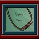 Antique Theme Necklace With Colorful Rhinestones & Brown Leather Chain