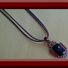 Antique Theme Necklace With Colorful Rhinestones Black Bead & Leather Chain Antique Theme Necklace With Colorful Rhinestones Black Bead & Leather Chain