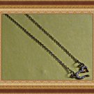 Antique Theme Heart Necklace With Clear Crystals
