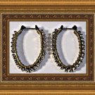 Antique Theme Oval Design Drop Earrings Gold Tone With Silver Tone Beads
