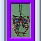 Antique Theme Owl Design Necklace With Colorful Rhinestones Antique Theme Owl Design Necklace With Colorful Rhinestones