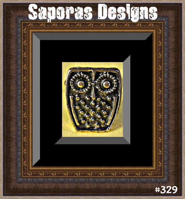 Antique Theme Owl Design Ring Size 6.5 & Adjustable To Fit Most Fingers