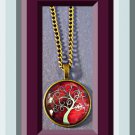 Antique Theme Retro Tree Of Life Design Necklace Pink & Blue In Color