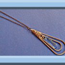 Antique Theme Tear Drop Design Necklace With Blue Crystal Gold Tone Finish