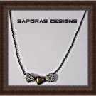 Antique Theme Three (3) Heart Design Necklace With Clear Crystals