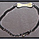 Black Chain Bracelet With Silver Tone Dog Bone Design With The Name Agatha