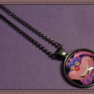 Black Tone Alice In Wonderland Cheshire The Cat Design Necklace