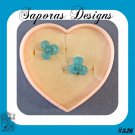 Blue Stud Flower Design Earrings