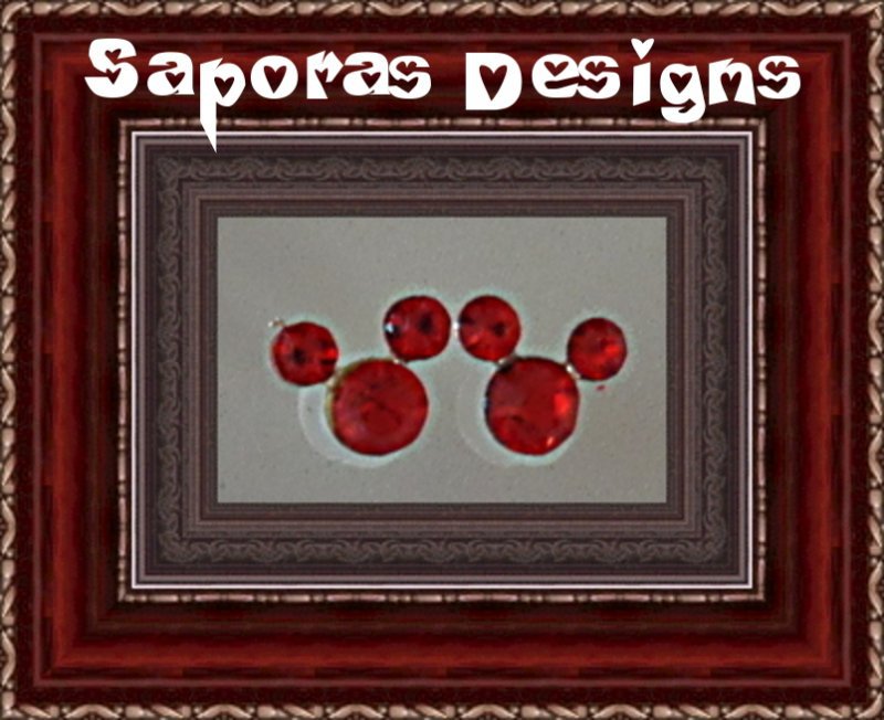Mickey Mouse Theme Red Crystal Stud Earrings Silver Tone Finish