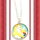 Sleeping Beauty Theme Necklace Silver Tone For Girls