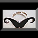 Gold & Black In Color Mustache Design Ring Size 7.5 & Adjustable
