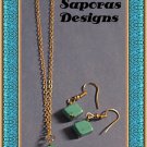 Gold Tone & Turquoise Dangle Earrings & Necklace Jewelry Set Native Ethnic