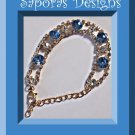 Gold Tone Bracelet With Blue & Clear Crystals