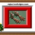 Gold Tone Dangle Christmas Tree Design Earrings With Green & Red Crystals
