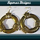Gold Tone Dangle Egyptian Design Earrings