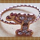 Gold Tone Dog Bone Design Ring With Clear Crystals Size 6 Gold Tone Dog Bone Design Ring With Clear Crystals Size 6