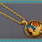 Gold Tone  Beauty And The Beast Theme Necklace For Kids