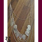 Gold Tone Multi-Layered Chain Sweater Necklace With Leaf Designs