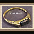 Gold Tone Ring Antique Size 5.5 With Black Crystal Biker Chic Punk Rock Style