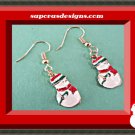 Gold Tone Snowman Design Dangle Earrings For Christmas