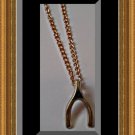 Gold Tone Wish Bone Design Necklace Good Luck Style Unisex