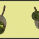Green Crystal Stud Mouse Theme Earrings For Kids (Girls)