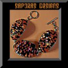 Handmade Black & Orange Beaded Bracelet With Silver Tone Finish Native Ethnic