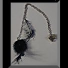 Handmade Black Feather Hair Clip With Silver Tone Chain Native Ethnic Tribal