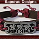 Handmade Leather Florida Design Bracelet Unisex