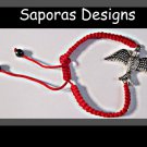 Handmade Red Braided Rope Bracelet With Silver Tone Bird Charm Handmade Red Braided Rope Bracelet With Silver Tone Bird Charm