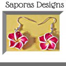 Hawaiian Design Flower Dangle Earrings Pink Yellow & White Hawaiian Design Flower Dangle Earrings Pink Yellow & White