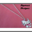 Hello Kitty Theme Necklace With Silver Tone Chain Hello Kitty Theme Necklace With Silver Tone Chain