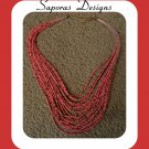 Multi-Stranded Pink & Brown Beaded Necklace Bohemian Design Multi-Stranded Pink & Brown Beaded Necklace Bohemian Design