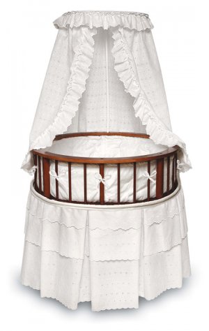 Cherry Elegance Round Bassinet w/White Eyelet Bedding Item # 00829