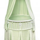 White Elite™ Oval Bassinet with Sage Furry Dot Bedding Item # 00820