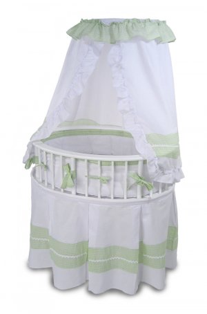 White/Sage Gingham Elite&acirc;�&cent; Oval Baby Bassinet Item # 00850