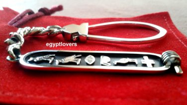 PERSONIFIED PERSONALIZED HIEROGLYPHIC CUSTOM NAME REAL SILVER CARTOUCH KEYCHAIN