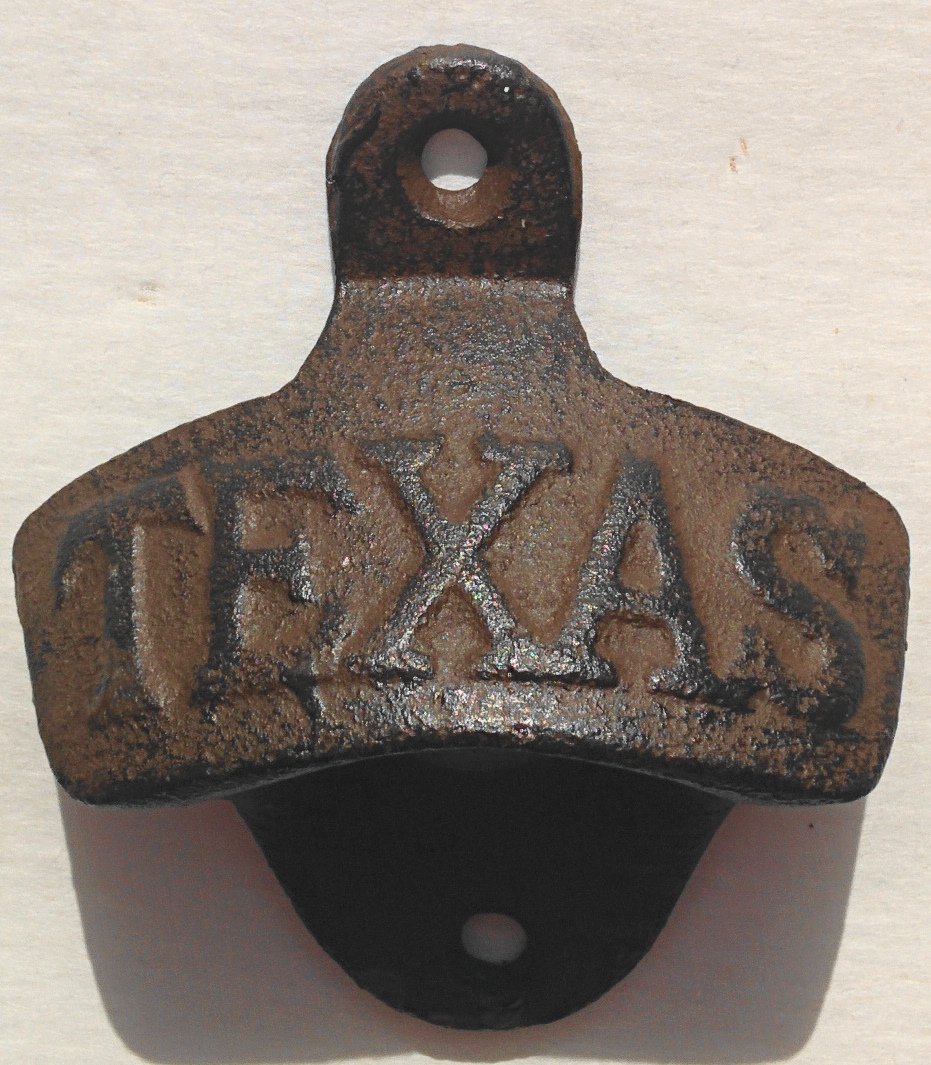 Texas Bottle Opener Rustic Cast Iron Wall Mount Lone Star State Man Cave Beer