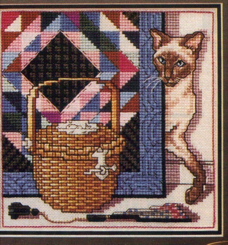 in PDF FILE CATS Vintage Collection BASKETS&QUILTS Amish Nantucket Cross Stitch Pattern