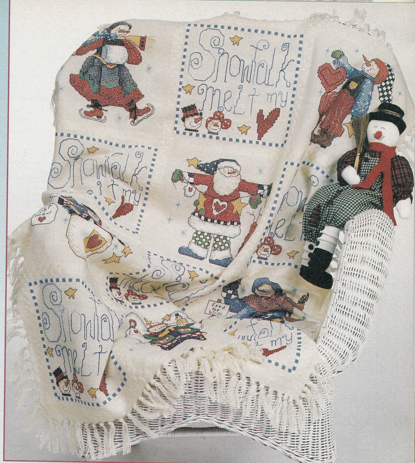 PDF FILE ONLY SNOWFOLK AFGHAN VINTAGE CROSS STITCH PATTERN