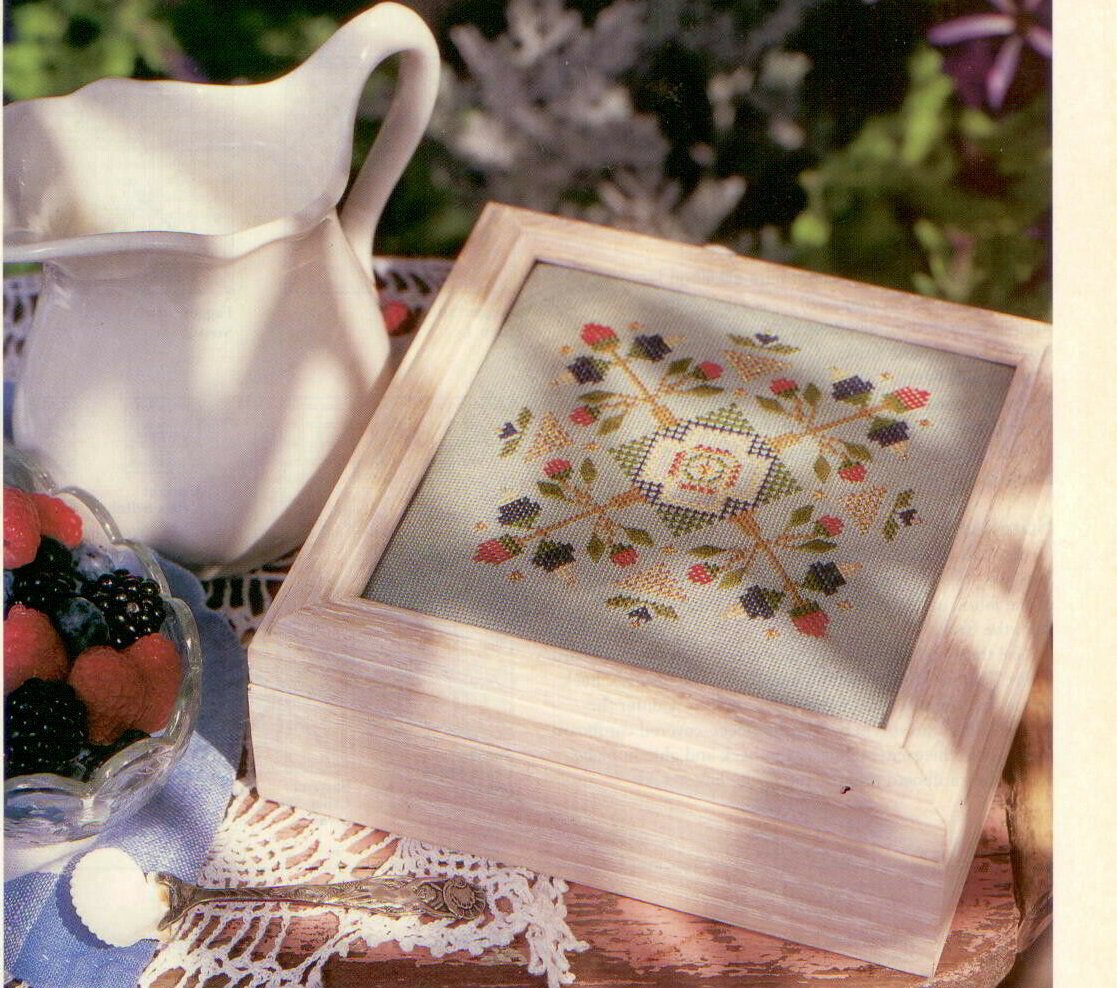 PDF FILE ONLY Luscious Berries Box  VINTAGE CROSS STITH PATTERN