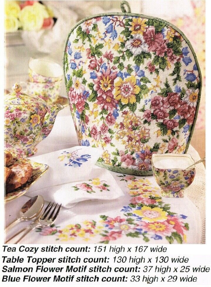 PDF FILE ONLY CHINTZ TEA COZY - VINTAGE CROSS STITCH PATTERN ONLY