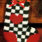 PDF FILE  ONLY Country Checks Stocking VINTAGE Crochet Pattern INSTRUCTIONS ONLY