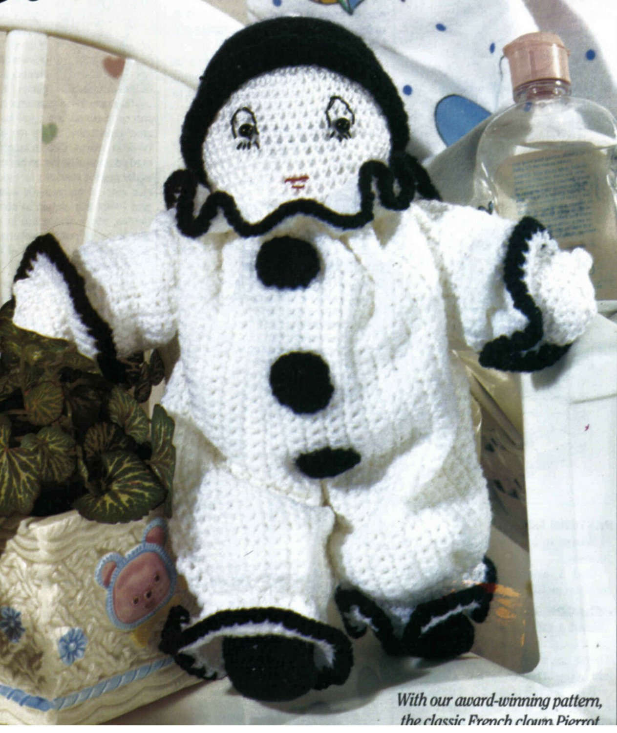 PDF FILE CUTE Pierrot French Clown/Toy/ Vintage Crochet Pattern INSTRUCTIONS